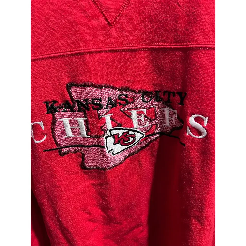 Vintage Kansas City Chiefs Lee Sport Sweatshirt Large Red Embroidered NFL - Picture 6 of 10
